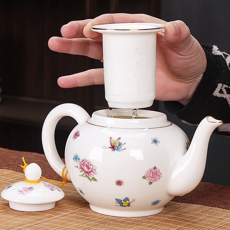 羊脂玉陶瓷内胆茶壶大号