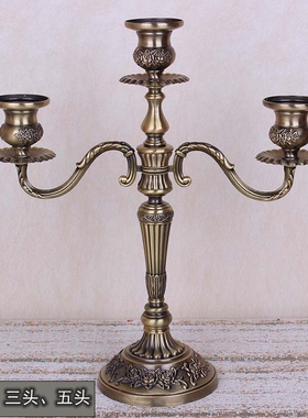 三头五头浪漫摆件蜡台北欧式复古典美式烛光晚餐桌婚庆金属蜡烛台