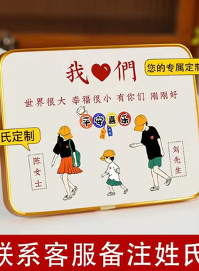 一家三口四口之家全家福摆件卡通客厅桌面装饰画相框摆台姓氏定制