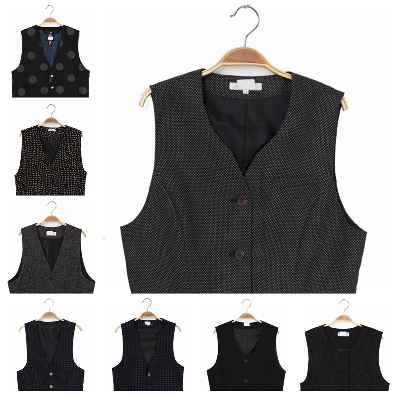 古着马甲深色水玉圆点通勤马夹