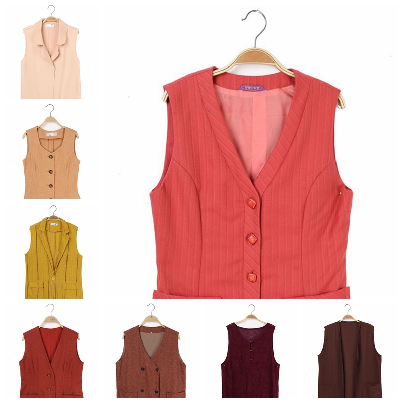 vintage古着马甲孤品日本制文艺森林系复古马夹 糖果色纯色中长款