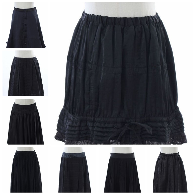 vintage古着孤品日本制文艺森女雪纺复古半身裙短裙 深色系打底裙