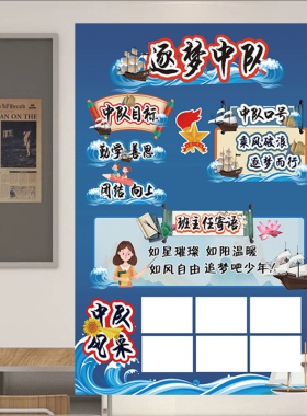 新版追梦逐梦中队角标语小学教室布置班级装饰文化墙贴海报可定制