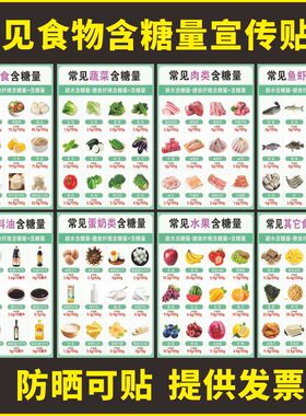 常见食物含糖量展示墙贴画常见主食蔬菜水果含糖量挂图海报