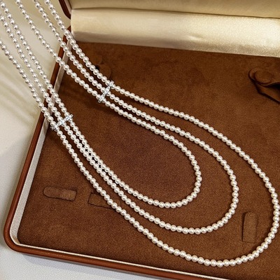 S925纯银施家澳白小米珠珍珠项链