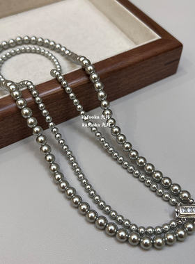 双层正圆珍珠项链kafooka水晶