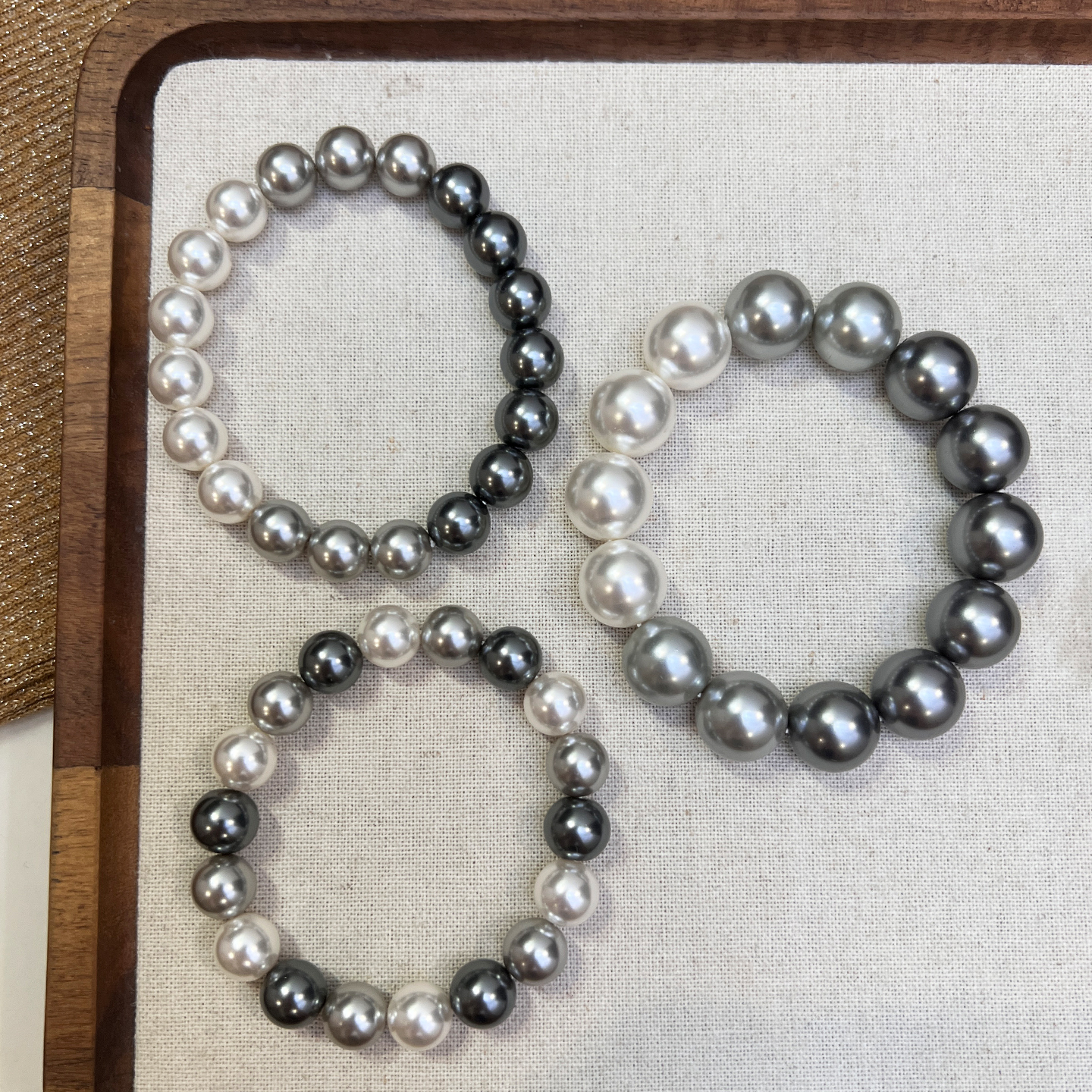 清冷感真多麻黑白灰色珍珠手链