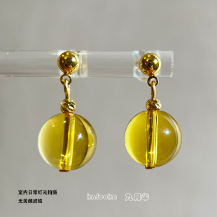 【原创~财星】天然巴西黄水晶S925银耳饰玄学招财转运财运耳夹女