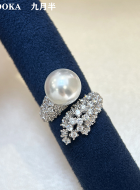 S925银戒指璀璨精工银蓝冷光澳白