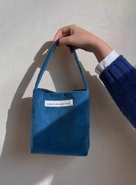 lemon basket灯芯绒韩系水桶包简约手提便携包包