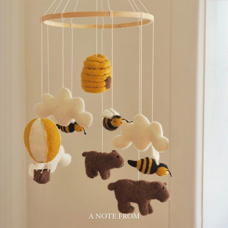 boboz 韩国进口宝宝婴儿床玩具安抚挂件新生儿手工羊毛毡公仔玩偶