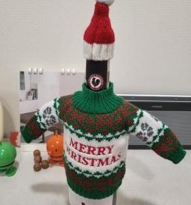 MODERN HOUSE 绿色毛衣酒瓶套帽子圣诞节装饰品桌面摆件布置礼品