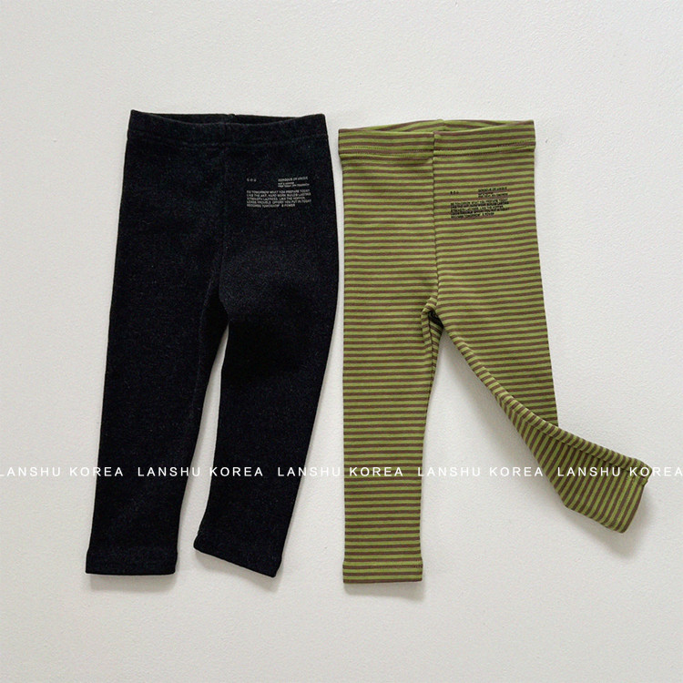 【Gou】懒鼠韩国童装25冬款男女童纯色条纹舒适有厚度打底裤,童装/婴儿装/亲子装,裤子,淘宝优惠券,粉丝福利购,淘宝优惠卷