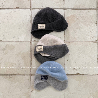 【Mnbb】懒鼠韩国童装25冬款男童女童时尚字母拼色韩系保暖套头帽