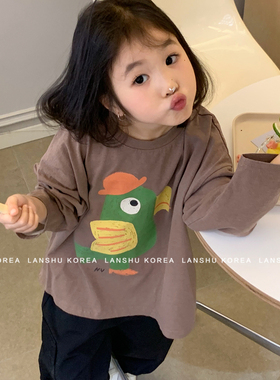 现货【Navi】懒鼠韩国童装26春款中大童趣味撞色软绵印花长袖T恤