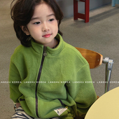 25冬男童女童时髦简约贴布保暖拉链棉服 懒鼠韩国童装 Gou