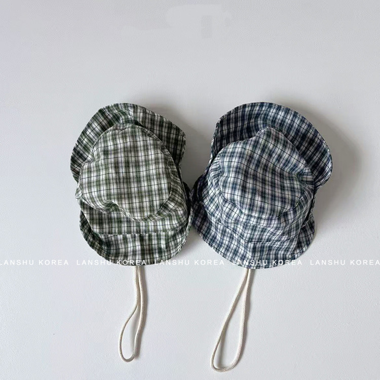 现货【Gou】懒鼠韩国童装26春款男童女童格子复古风遮阳帽休闲帽