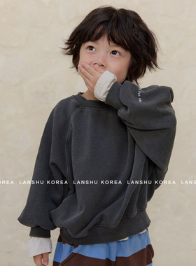 现货【Navi】懒鼠韩国童装26春款中大童做旧慵懒随性插肩袖卫衣