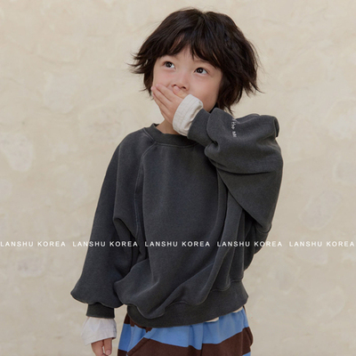 现货【Navi】懒鼠韩国童装26春款中大童做旧慵懒随性插肩袖卫衣