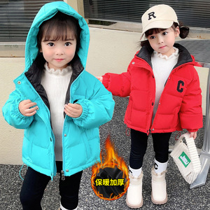 女童加厚羽绒服冬季2023新款男童保暖三防水儿童时尚宝宝红色外套