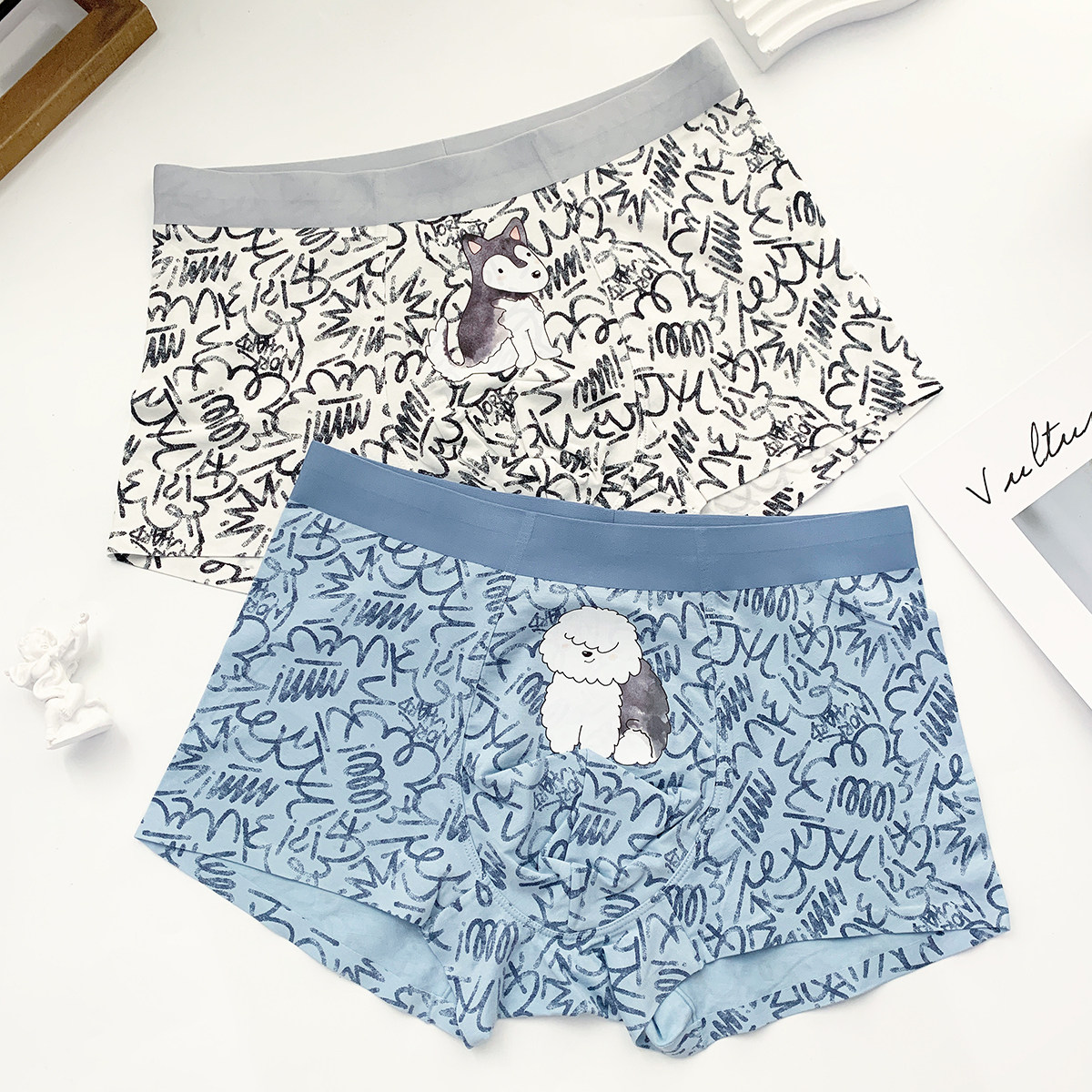 探路猫 新2条装中腰卡通印花男士内裤青年四角裤舒适平角时尚可爱,女士内衣/男士内衣/家居服,男平角内裤,淘宝优惠券,粉丝福利购,淘宝优惠卷