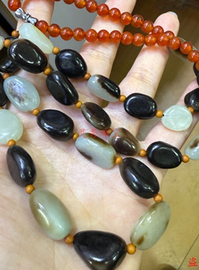 和田玉原石手链项链手把件新疆和田玉收藏送礼玉石小把件