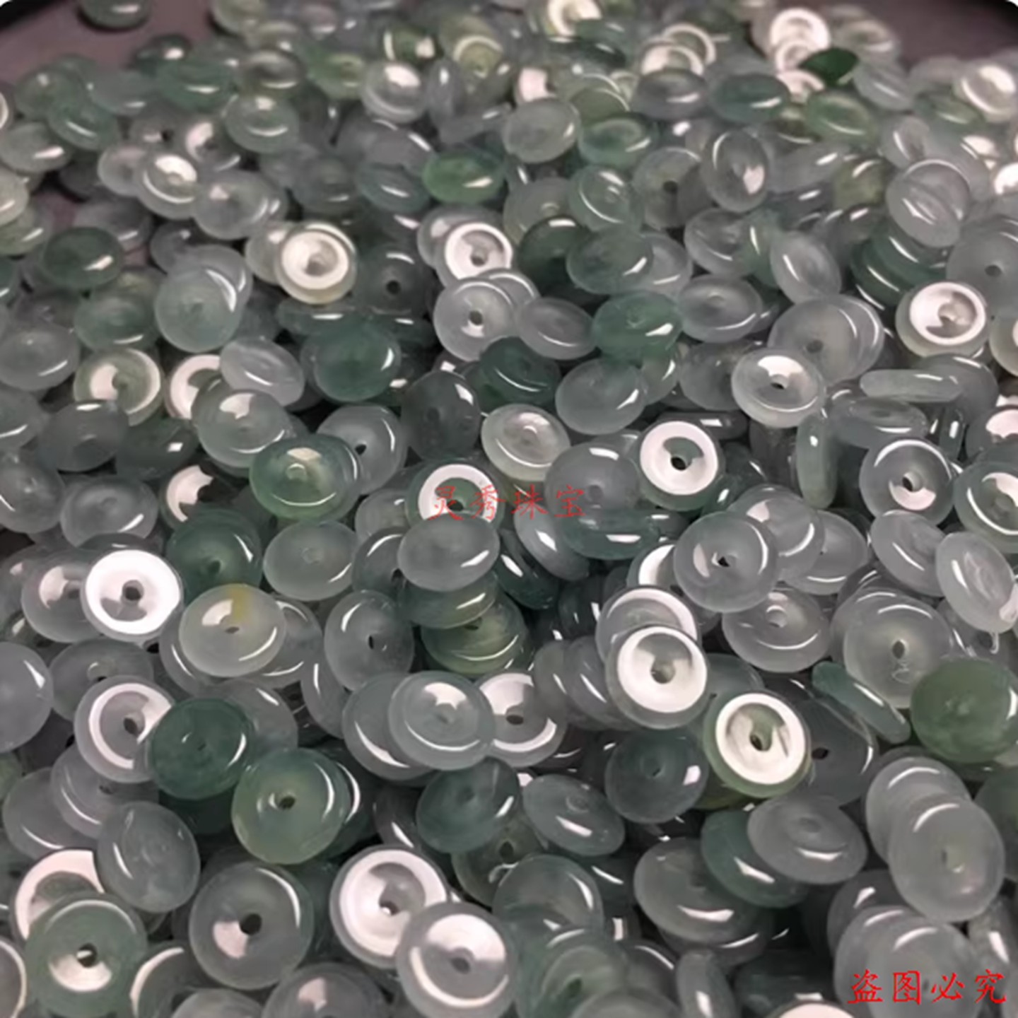 翡翠珠子危料冰种平安小扣 玉扣手工散珠diy串项链配珠材料