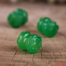 翡翠铁龙生干青并蒂莲小配件桶珠双头莲花diy手链项链配件玉石