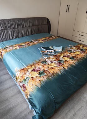 潍德臻维绒标准四件套青绿色被套200X230床单245X250枕套48x74