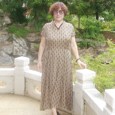 真丝连衣裙中老年女装特大码薄款