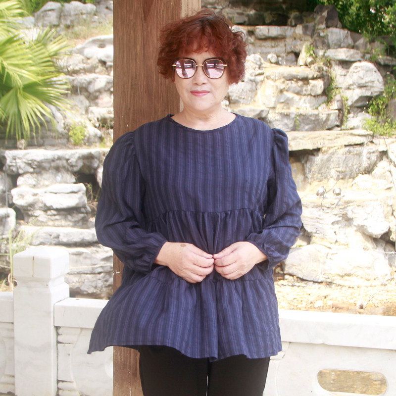 薄纯棉遮肚子休闲宽松型防晒女衫图片