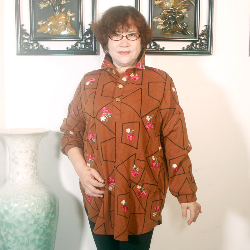 棉麻宽松外穿肥大洋气胖妈妈装