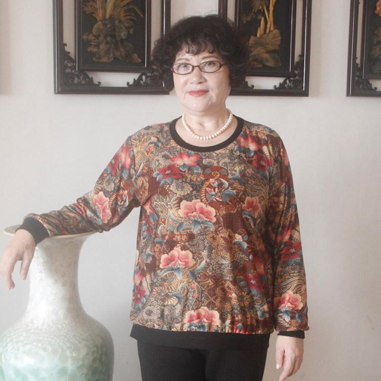 加肥加大码胖女人圆领印花t恤