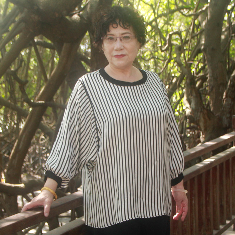 胖妈妈款宽松减龄衬衣九分袖上衣