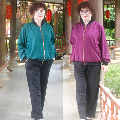 加肥胖妈妈中老年人套装夹克衫