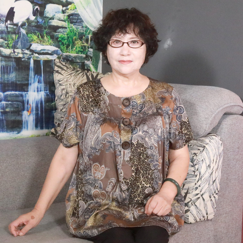 短袖真丝宽松中老年圆领妈妈款夏