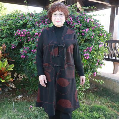 口袋时尚坎肩长款特大码胖妈妈款