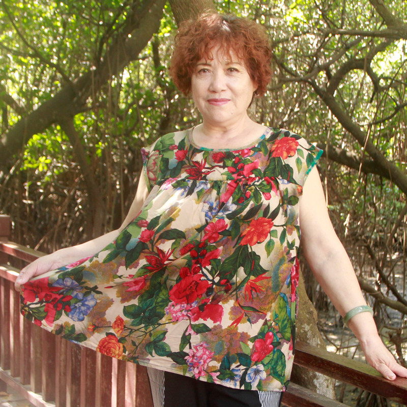 棉麻花色遮肚大背心奶奶胖妈妈装