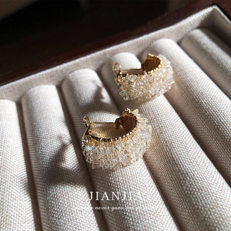 blingbling气质水晶C型耳环