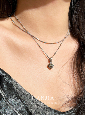 甜酷风冷淡风爱心金属感项链