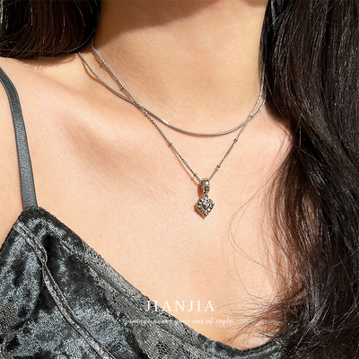 甜酷风冷淡风爱心金属感项链