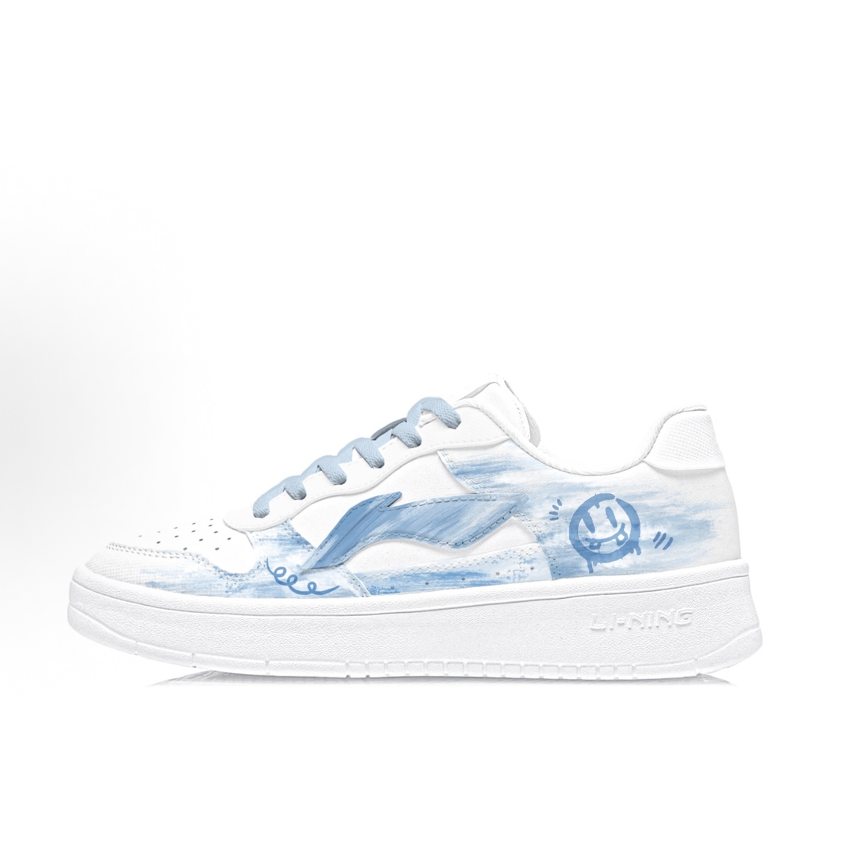 【定制球鞋】LiNing李宁 浮舟 减震耐磨包裹性低帮板鞋男款天蓝色