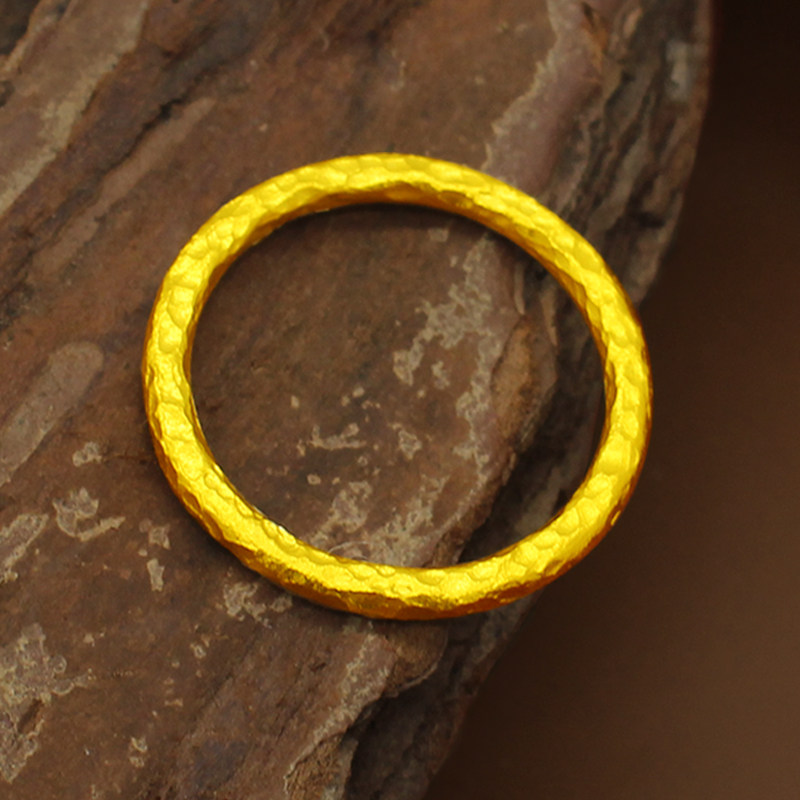 和源锤纹戒指足金999古法实心