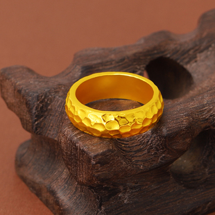 优雅时尚精致黄金戒指男女款足金999古法实心龙鳞指环个性情侣戒