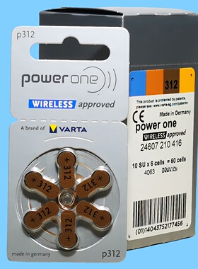 60粒助听器电池p312德国原装进口powerone峰力瑞声达耳机电子PR41