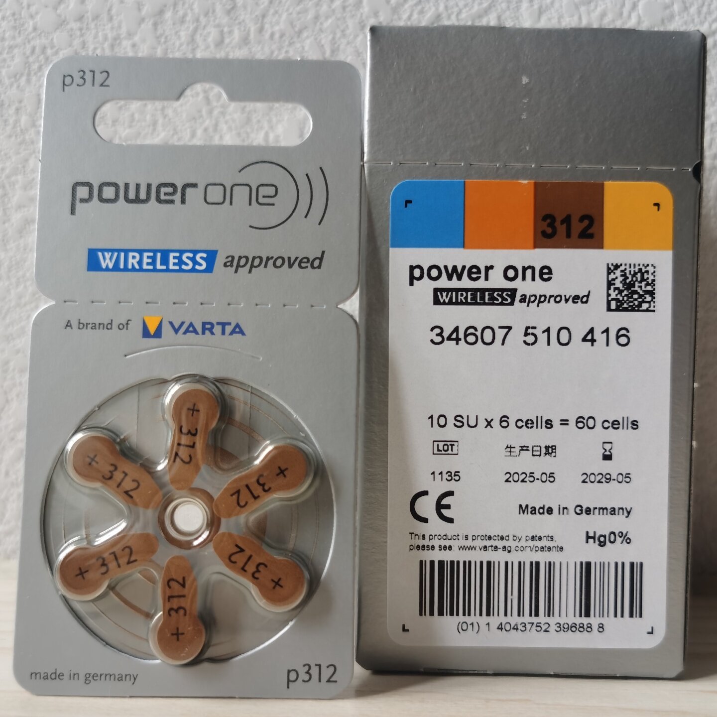 德国进口powerone原装助听器电池P312峰力瑞声达唯听耳机电池A312