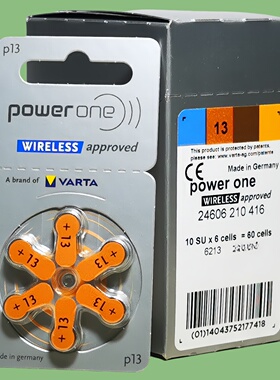 电池p13德国进口powerone助听器电子PR48峰力瑞声达纽扣电池1.45V