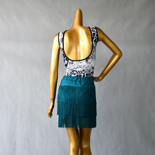 拉丁舞服女2025新款豹纹露背上衣秋冬流苏半身裙练功服交谊舞服装