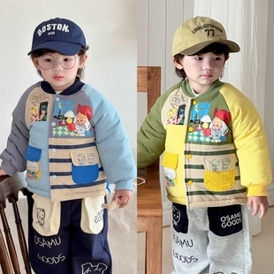 儿童棉服宝宝棉服冬装外套夹棉加绒保暖男女童棉服棉袄原田治童装