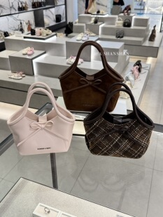 【珊珊家不退换】赵今麦同款CK新品CK2-50271824绒面蝴蝶结篮子包